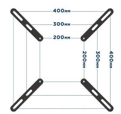 Heavy Gauge Steel Black Fixed Wall Mount Adapter Kit for TVs up to 55"