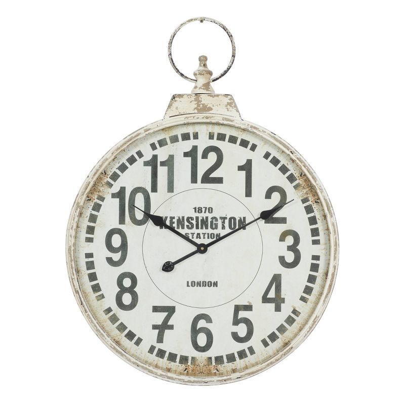 32&#34;x24&#34; Metal Pocket Watch Style Wall Clock White - Olivia &#38; May, 1 of 18