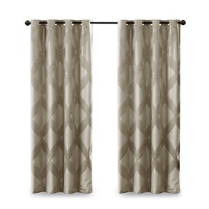 DSVIMOY Curtain Panels, Knitted Jacquard Total Blackout Curtain Panel for Living Room, Bedroom, Taupe, 95"*50"*0.13" - 1 of 4