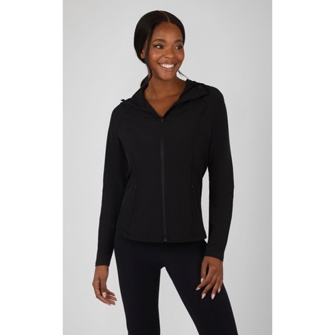 90 Degree By Reflex Womens Lightstreme Funnel Neck Bomber Jacket with  Ribbed Details and Zipper Pockets - Black - Small