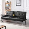 Yaheetech Convertible Faux Leather Sofa Bed Futon With Armrest-black ...