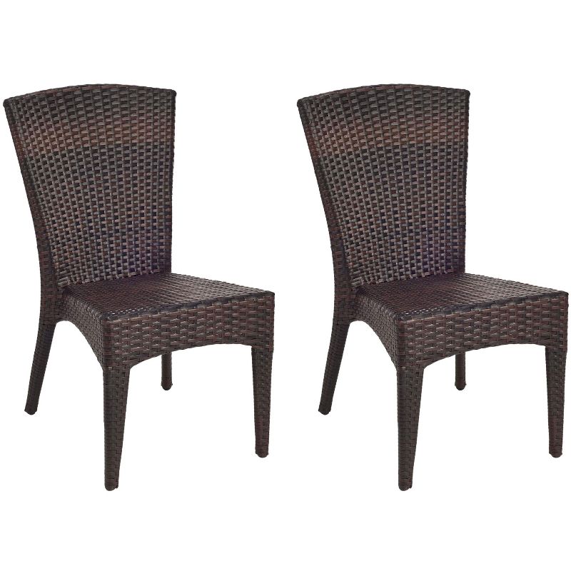 New Castle Wicker Side Chair (Set of 2) - Black/Brown - Safavieh., 1 of 7