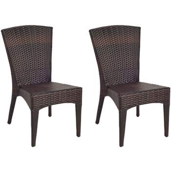 New Castle Wicker Side Chair (Set of 2) - Black/Brown - Safavieh.