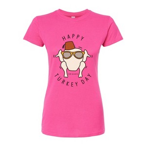 Women's - Friends - Happy Turkey Day Fitted Graphic T-Shirt - 1 of 4