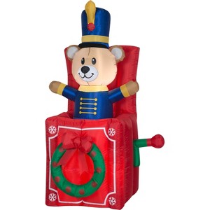 Gemmy Animated Christmas Airblown Inflatable Bear Pop Up, 5 ft Tall, Multicolored - 1 of 2