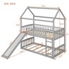 NicBex Twin Over Twin Bunk Bed with Ladder,House-Shaped Loft Bed with Guardrails and Slide for Bedroom,White/Gray - 3 of 4