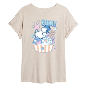 Women's - Peanuts - Olaf Ice Cream Oversized Graphic T-Shirt - 1 of 4