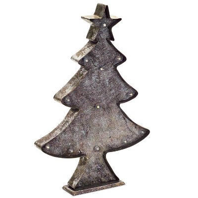 Melrose 19" Rustic Brown and Bronze LED Christmas Tree Tabletop Decor