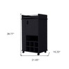 HomeRoots Black Rolling Bar Cart With Wine Storage - 3 of 4
