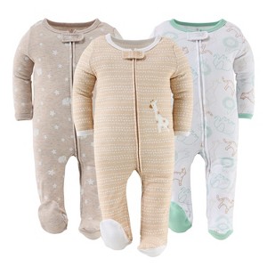 The Peanutshell 3pk Cotton Sleeper Set for Baby Boy and Girl, Serene Safari - 1 of 4