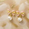 Gold Bow Earrings for Women, Long Tassel Chain Drop Earrings, Trendy Small Bow Earrings, Ribbon Waterfall Dangling Earrings, Pearl Bow Earrings - 2 of 4