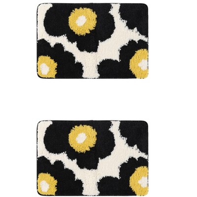 REGALWOVEN Soft Plush Reversible Non-Slip Extra Thick Microfiber Quick Dry Bath Mats 2 Pcs
