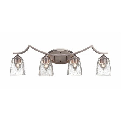 Toltec Lighting Zilo 4 - Light Vanity in  Graphite with 4.5" Square Clear Bubble Shade