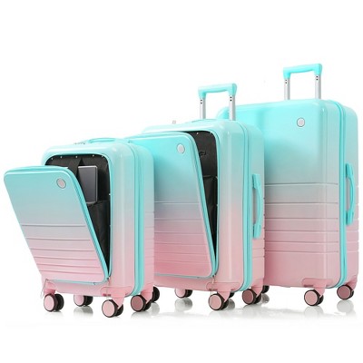 YONWAY  3 Piece Luggage Set, with Cup Holder, ABS+PC Hardside Luggage Sets , with TSA Lock & Spinner Wheels