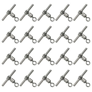 Unique Bargains 3-Way T-Shape Brass High Strength Cross Line Fishing Swivels 20 Pcs - 1 of 4