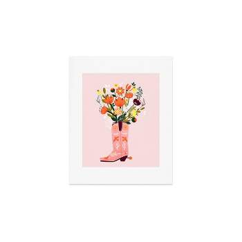 Deny Designs 8"x10" Showmemars Pink Cowboy Boot and Wild Flowers Unframed Art Print