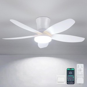 36 or 42 or 48 inch Low Profile Flush Mount Ceiling Fan with LED Light - 1 of 4