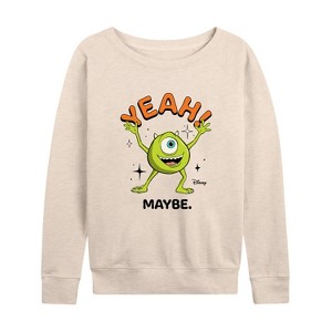 Women's - Disney - Mike Yeah Maybe Lightweight French Terry Wide Neck Long Sleeve Shirt - 1 of 4