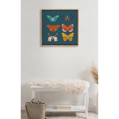 Colorful Butterfly Print on Canvas with Wooden Frame