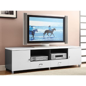70.75" MDF Contemporary TV Console with 2 Drawers, 2 Cabinets and Chrome Hardware for TVs up to 64 Inches for Living Room - 1 of 4