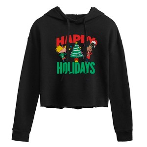 Women's - Hey Arnold! - Holiday Homies Cropped Graphic Hoodie - 1 of 3