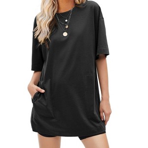 EXLURA Women's Summer Short Sleeve T Shirt Dress Casual Crewneck Resort Wear Tops - 1 of 4