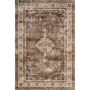 Nuloom Winnie SplashGuard Distressed Medallion Machine Washable Area Rug - 1 of 4