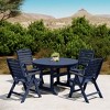 WestinTrends Malibu 5-Piece HDPE Round Patio Dining Table Set with Foldable Chairs, Black - 2 of 4