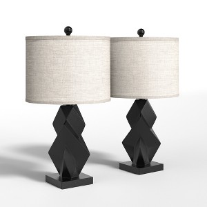 Maxax Grey/Black/Wood Geometric Table Lamp - 1 of 4