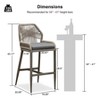 PURPLE LEAF Patio Sunbrella Bar Stools Set of 2 Handwoven Wicker Bar Height Stool Modern Aluminum Outdoor Wicker Barstools with Back and Cushion - 3 of 4