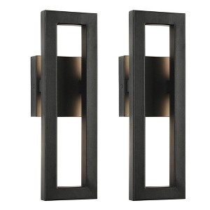 LamQee Black LED Wall Sconce Outdoor Large Modern Exterior Light Fixture Outside Lighting Sleek Dual Rectangle Indoor Light - 1 of 4