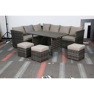 Cesicia 7-Piece Dark Blue Sofa Set, Garden Patio Wicker Sectional Sofa Set with Coffee Table Fit for Both Indoor And Outdoor - 1 of 4