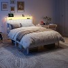 Furnulem White Full Size Bed Frame with Charging Station Led Lights, Pu Leather Upholstered Headboard W/ 2-Tier Storage Shelves No Box Spring Needed - 3 of 4