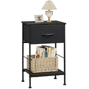End Table with Fabric Storage Drawer, Bedside Furniture with Steel Frame, Side Table for Bedroom, Dorm, Easy Assembly - 1 of 4
