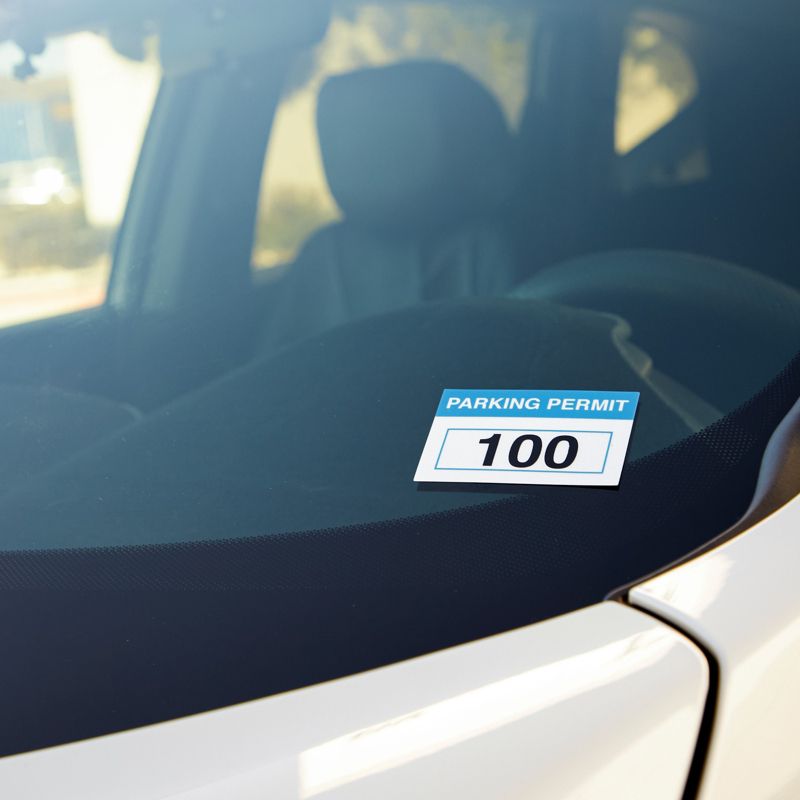 Juvale 100-Pack 1-100 Reflective Sequentially Numbered Parking Permit Stickers (2 x 3 in), 2 of 6