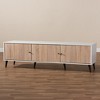 Bastien Light Oak 6 Shelf TV Stand for TVs up to 60" White/Brown - Baxton Studio: Mid-Century Modern Entertainment Center - 2 of 4