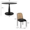 5-Piece Round Dining Table Set for 4, Modern Pedestal Table with Cane Back Upholstered Chairs  for Kitchen, Dining Room, or Apartment-Maison Boucle - 2 of 4