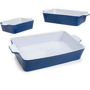 Nat & Jules Nested Blue 12 x 8 Ceramic Stoneware Baking Dishes Set of 3 - 1 of 1