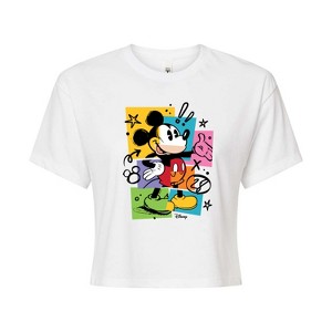 Women's - Disney - Mickey Sketch Cropped Graphic T-Shirt - 1 of 4