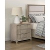 Vynxaria Modern 1pc Nightstand - Light Gray Finish, 3 Drawers (Ball Bearing Glides), Pewter Edge Pulls, Bedroom Bedside Furniture - 2 of 4