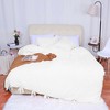 PiccoCasa Washed Cotton Solid with Bowknot Closure Design Duvet Cover Sets 3 Pcs with 2 Pillowcases Queen White - 3 of 4