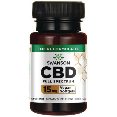 Swanson Cbd Full Spectrum 15 mg, 60 Vegan Softgels.