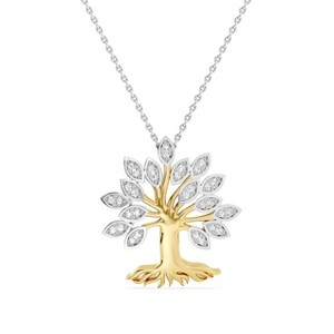 GILDED 1/10 ct Lab Grown Diamond Pendant Necklaces, SI1-SI2 Clarity, F-G Color, 14K Gold Plated Sterling Silver, 18" Chain - 1 of 4