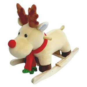 ORRD Plush Moose Rocking Horse for Toddlers, Ride-On Toy with Music, Safety Belt & Hand Puppets, Apricot - 1 of 4