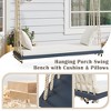 Ridstar 63 in. W Patio Wooden Swing Chair with Cushion & Pillows-Gray - 2 of 4
