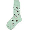 Memoi Men's Puffin Birds Rayon from Bamboo Crew Socks Mint 10-13 - 3 of 4