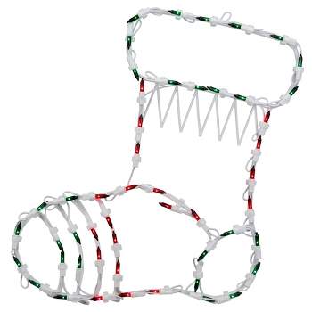 Northlight 18" Red and Green Lighted Stocking Silhouette Window Christmas Decoration