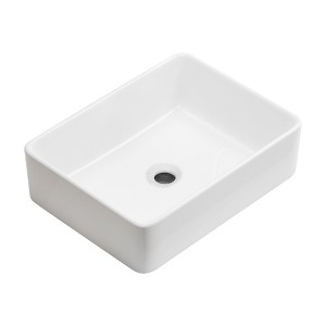 ChicFurnit Bathroom Sinks Rectangle Countertop Bathroom Sink Porcelain Ceramic Thin Edge Basin Vessel Sink for Bathrooms, White, 19"*15"*5.5" - 1 of 4
