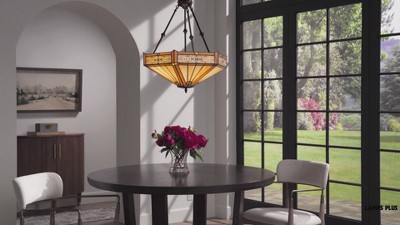 Stratford Bronze Tiffany Style Glass Pendant Chandelier