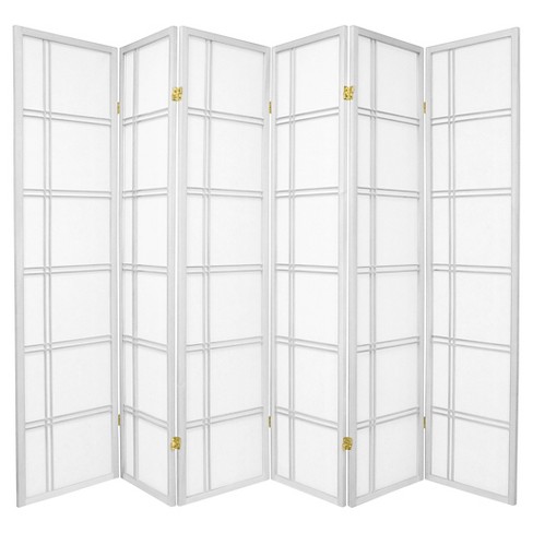 Oriental Furniture 5 ft Tall Double Cross Shoji Screen White 5 Panels